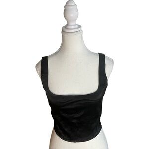 Zara Satin Bustier Crop Top Black